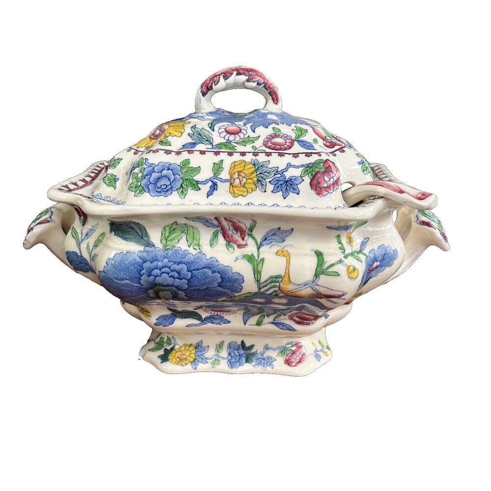 VTG Masons Regency Colonial Soup Tureen W/Ladle/England~ Floral Ironstone